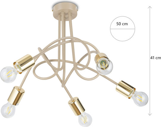 HowHomely Lumini Suspendate Bej Pentru 5 Lumini E27