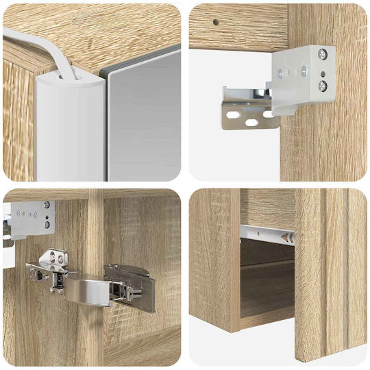 vidaXL Badezimmer Waschtisch-Einheit mit Licht M103.5xB15.5xH70cm Sonoma Holzschatten