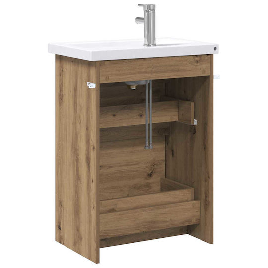 vidaXL Vanity Unit with Sink M61xD40xH84.5cm Oak