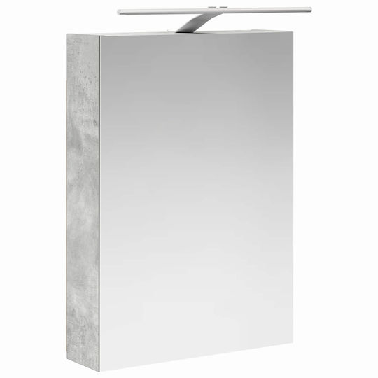 vidaXL Плот с Мивка и Огледало със Светлина M50xД14.5xВ70cm Сив Бетон