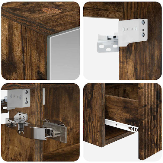 vidaXL Badezimmer Waschtisch-Einheit mit Licht mit Nischte M43xB16xH62.5cm Rauchholz