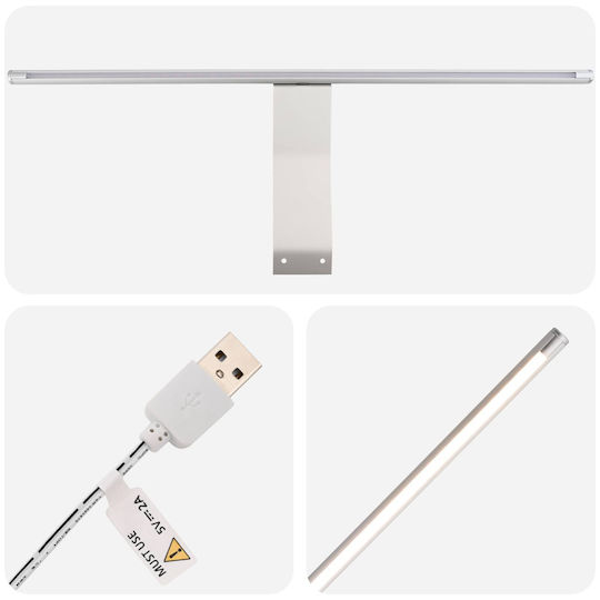 vidaXL Плот със Смесител и Огледало със Светлина M50xД14.5xВ70cm Сив Бетон