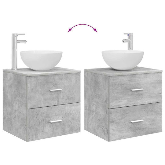 vidaXL Плот с Мивка и Огледало със Светлина 50x14.5x70см Сив