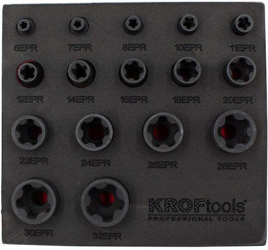 KROFtools Ядки Torx с Рамка Хост 1/4", 3/8", 1/2" Комплект 16 Бройки