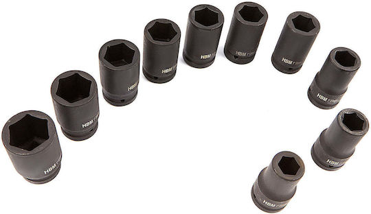 HBM Machines Steckdosen Pneumatisch Sechsecke Lange mit Rahmen Gastgeber 1 Zoll Set 10 Stück