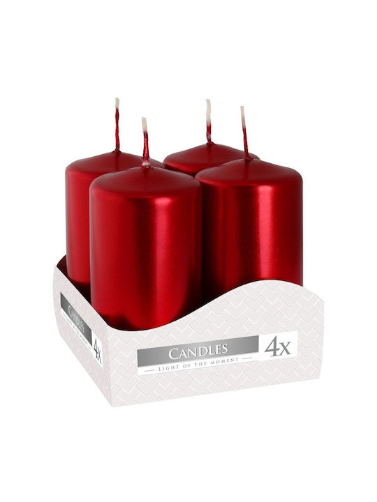 Aura Glass Lumânare Decorativă Roșie 4x6cm 4 Bucăți