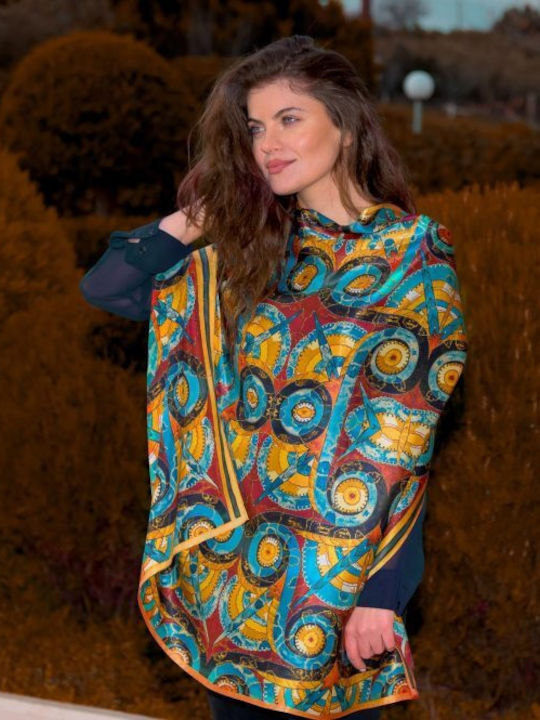 Kalfas Luxury Silk Square Women's Silk Shawl Multicolour