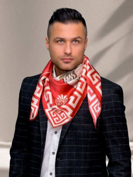Kalfas Luxury Silk Τετράγωνο Ολομέταξο Μαντήλι Γυναικείο Μεταξωτό Φουλάρι Κόκκινο