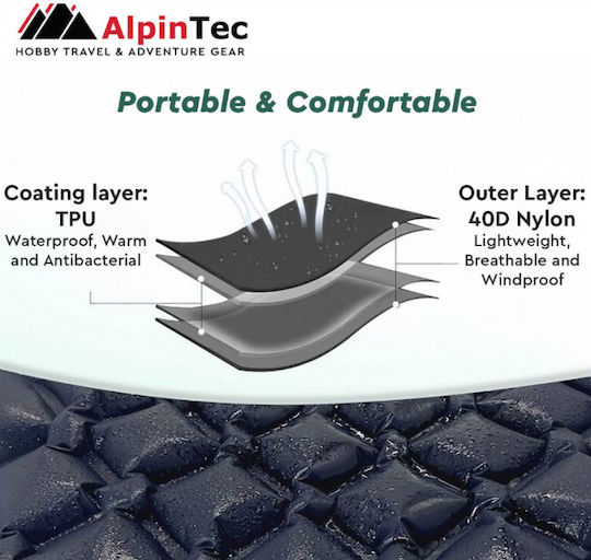 Alpin Single Camping Sleeping Mat 195x58cm 5cm Thick Green
