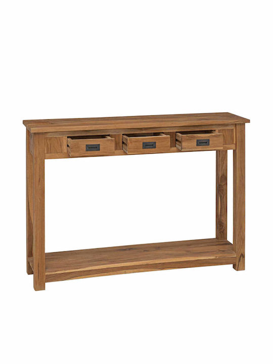 Console Table Solid Wood & Metal Natural L110xW30xH80cm