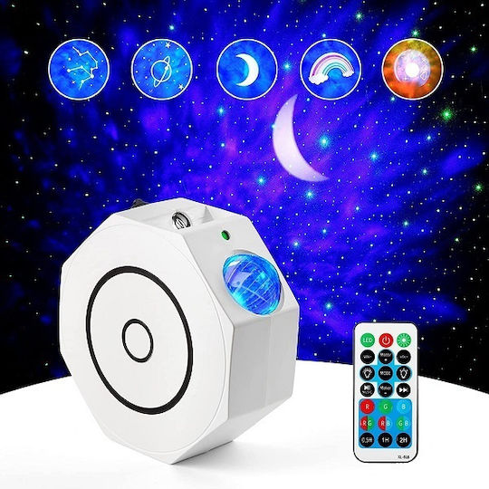 Led Kids Table Lamp Projector Moon With Star Projection White 14x14x5.5cm