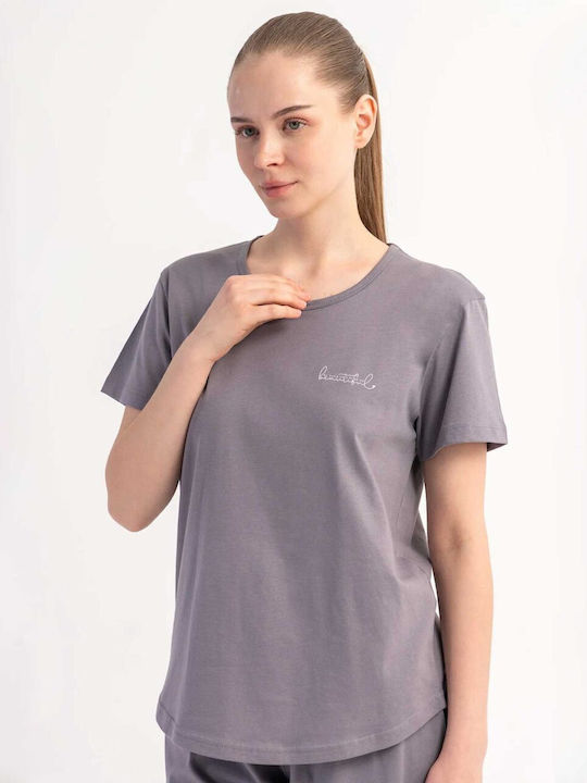 Vienetta Secret Sommer Schlafanzug & Pyjamas für Damen Grau Vienetta Secret Sommer Schlafanzug & Pyjamas für Damen Grau