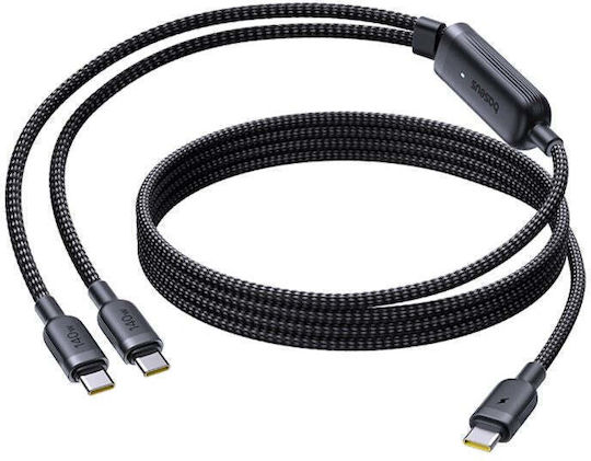 Baseus Flash 4 140W 2в1 USB-C към USB-C + USB-C Кабел 1.5 M Черен Черен