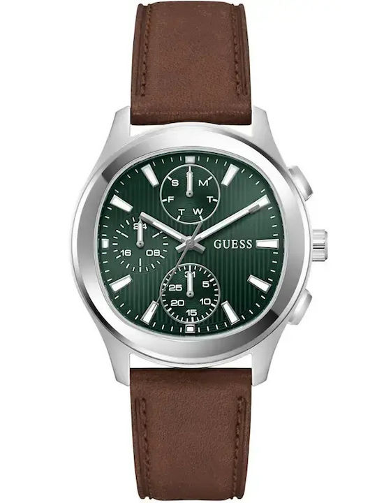Guess Palmer Men's Battery Watch with Brown Leather Strap