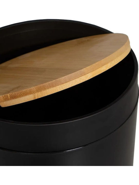 HowHomely Bamboo Bathroom Bin 5l Black