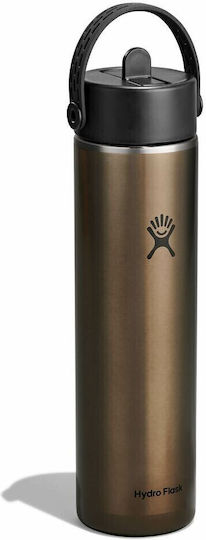 Hydro Flask Lightweight Wide Flex Μπουκάλι Θερμός Ανοξείδωτο 710ml Obsidian με Καλαμάκι