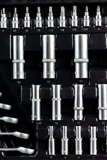 HBM Machines Ratchet with Sockets 1\2" & 3\8" & 1\4" 216 Pieces
