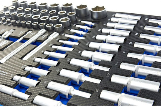 HBM Machines HBM Machines Ratschen- und Steckschlüssel-Set 1/4" & 1/2" 81 Stück