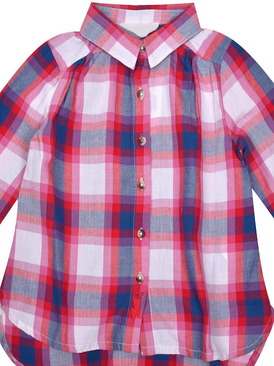 Kids Checked Short-Sleeved Shirt Red