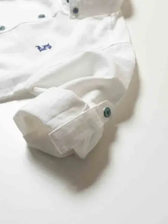 Kids Solid Long-Sleeved Denim White Shirt