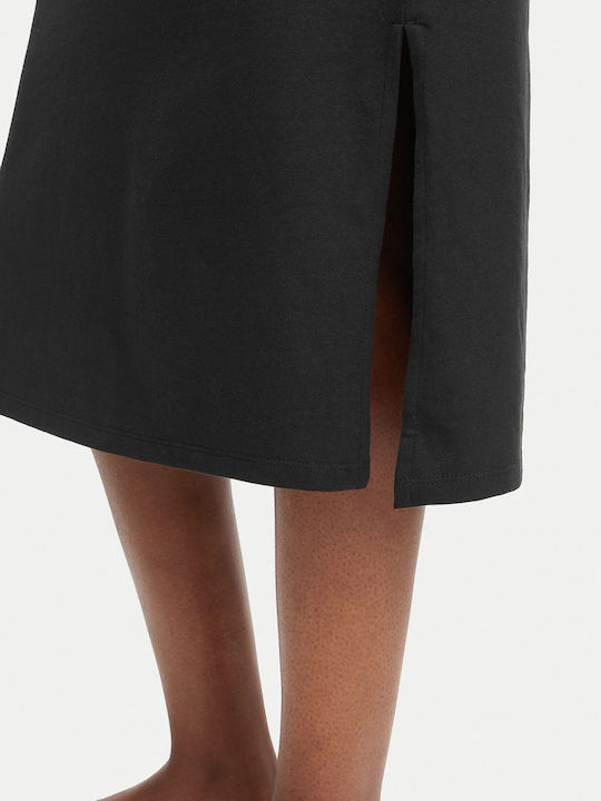 Summer Midi T-Shirt Dress with Tearing Black