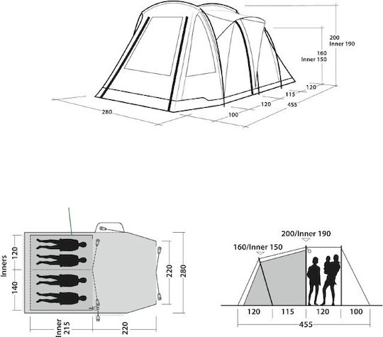Outwell Nevada 4 (Promo 2026) Σκηνή Camping Τούνελ 4 Εποχών για 4 Άτομα 455x280x200εκ.