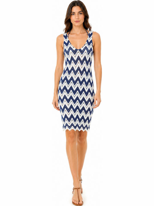 Harmony Damenbademode Kleid Blau Weiß