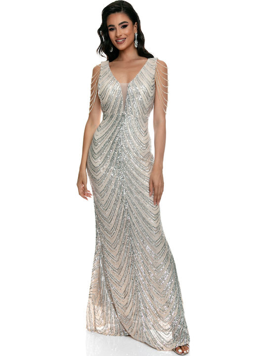 Summer Maxi Dress for Wedding and Christening Silver