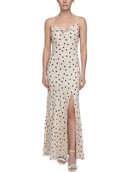 Dress Women Twenty-29 Καλοκαιρινό Maxi Κομπινεζόν Φόρεμα για Γάμο / Βάπτιση Ντραπέ Εξώπλατο Εκρου- Μαυρο