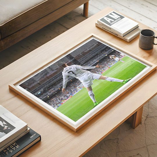 Poster Cristiano Ronaldo Sc103 40cm X 50cm Brown Wood Frame