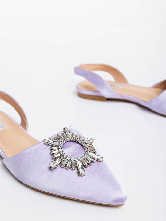 Pantofi Balerini Pentru Femei Ascuțiți Din Piele În Culoare Violet