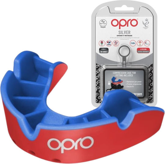 Opro Silver Edition V2 Selbstanpassbare Schutzmaske für den Mund Rot Blau