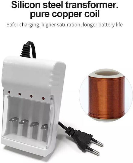 Andowl Battery Charger For 4 AA/AAA Size Batteries In White Colour