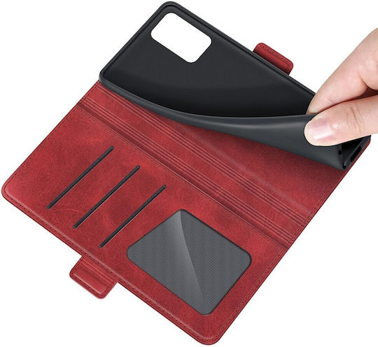 Tel1 Realme GT 5G Dual-Side Magnetic Buckle Wallet Book Mobile Phone Case Red