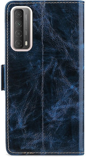 Tel1 Huawei P Smart 2021 Knead Pattern Texture Side Buckle Book Case Blue