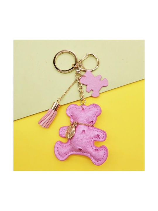 Ecarla Leather Keychain Pink Bear Brl356