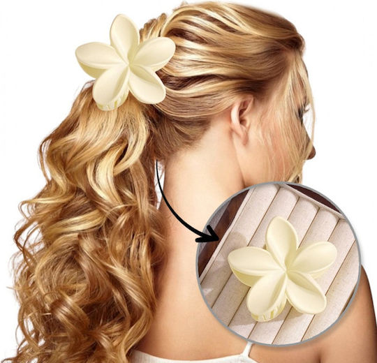 Ecarla Hair Clip-clasp Flower Matte Cream Sp426