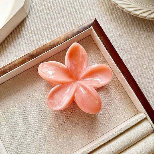 Ecarla Hair Clip-clasp Marble Flower Orange Sp400
