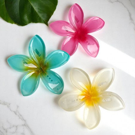 Ecarla Hair Clip-clip Flower Moana Ombre 6cm White Yellow Sp404