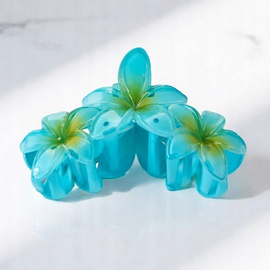 Ecarla Haarspangen-Klammer Dreifach mit Blume Blau Sp388