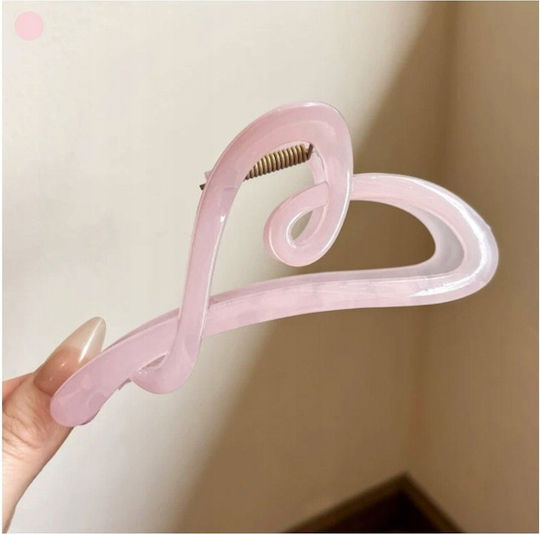 Ecarla Xl Hair Clip Heart Transparent 12x5cm Pink Sp371
