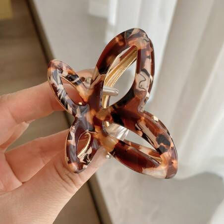 Ecarla Metal Hair Clip Butterfly Pearl Mass Brown Sp237br