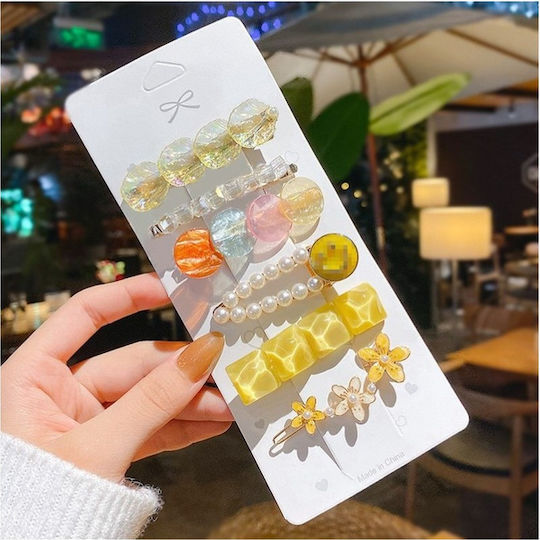 Ecarla Set 6 Decorated Hair Clips Sp398