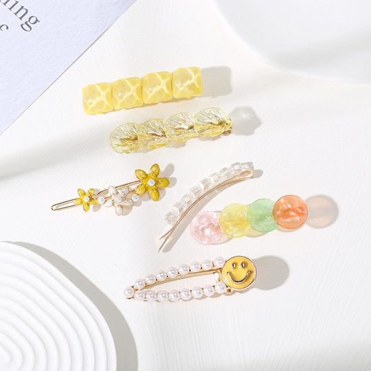 Ecarla Set 6 Decorated Hair Clips Sp398