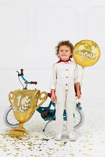 PartyDeco Rundballon Geburtstags Blumen Folie Gold 45cm