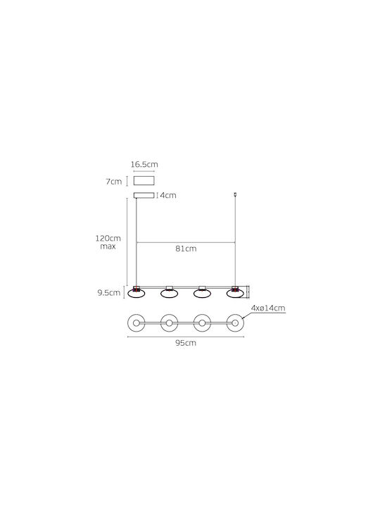 VK Lighting Κρεμαστό Φωτιστικό Μαύρο LED με Θερμό Λευκό Φως