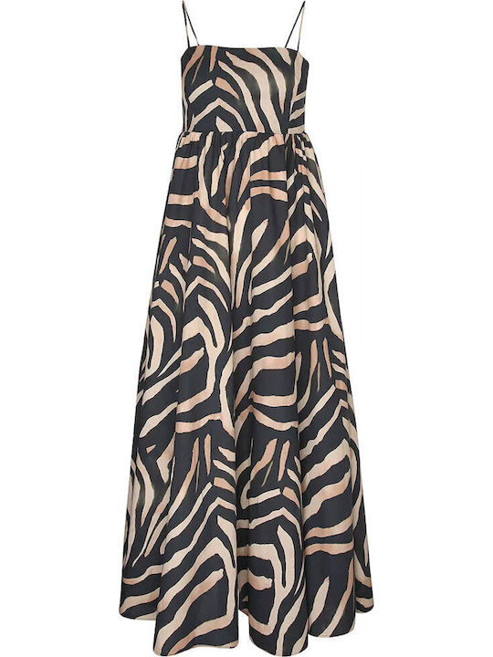 Summer Maxi Evening Dress Brown-Black