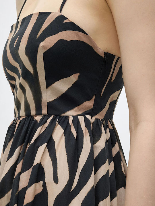 Summer Maxi Evening Dress Brown-Black