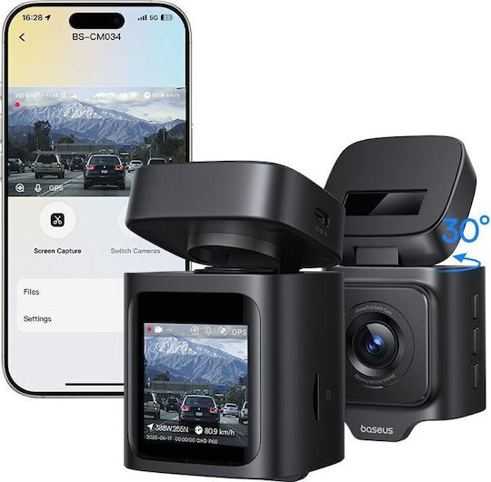 Baseus Primetrip VD1 Pro Κάμερα DVR Αυτοκινήτου 4K Bluetooth, Wi-Fi, GPS