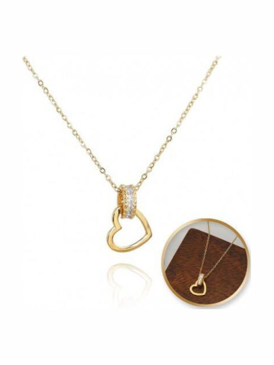 ecarla Necklace With Heart Design In Gold Plated Steel